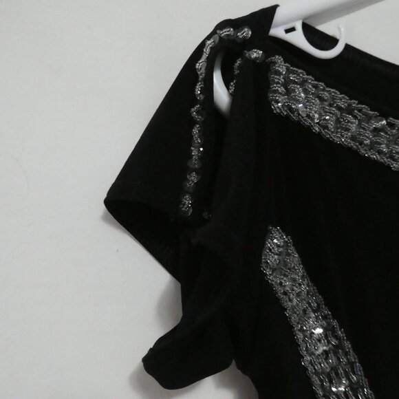 Black Off-Shoulder Top with Silver Detailing | small | Open Shoulders - Picture 3 of 15